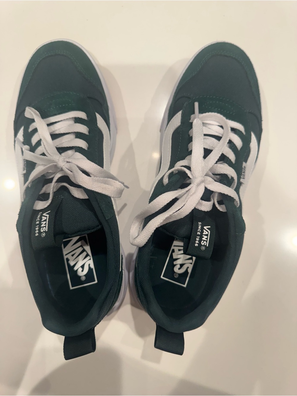 Vans Women’s Low-Top Sneakers in Dark Green and White - Picture 2 of 5